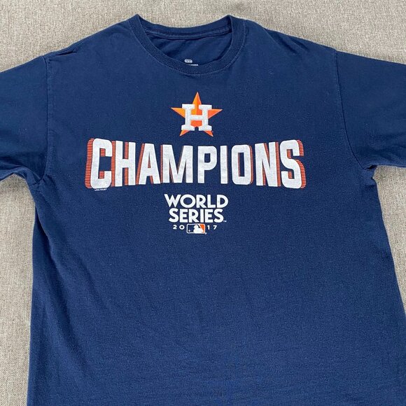 Houston Astros World Series Champions T-Shirt Top Men's Medium Blue Logo 2017 - Picture 4 of 8